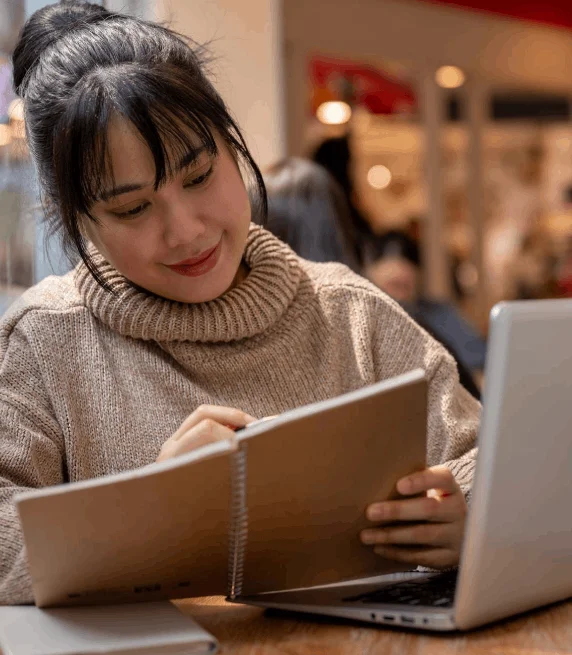 Researchers compare audio waveforms to a clean transcript, showing Korean Transcription Services supporting academic.