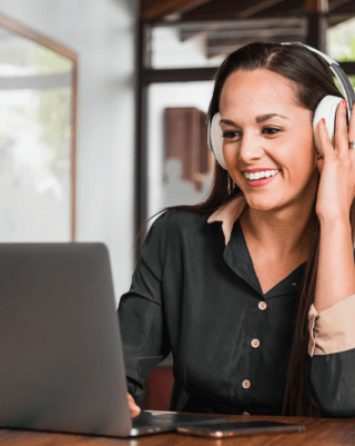 Transcriber working on accurate and fast CD transcription services for audio-to-text conversion, ensuring quality and speed.
