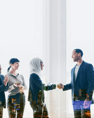 Hand shacking transcribers of professional Arabic transcription service for continued business success at competitive rates.