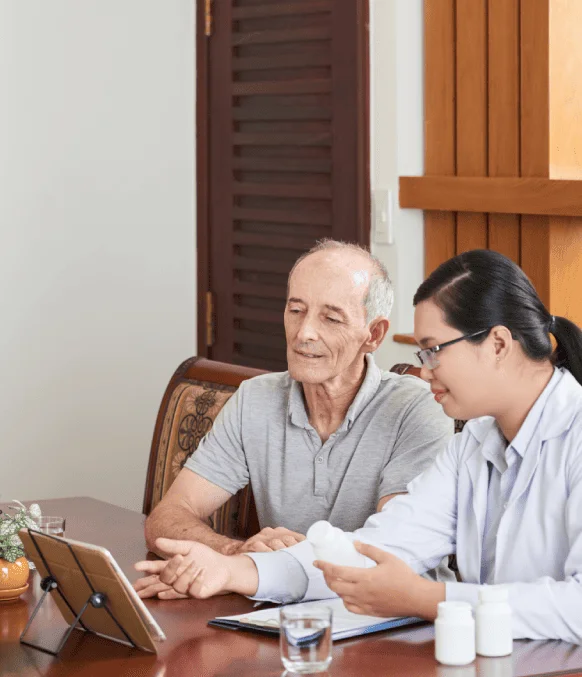 Healthcare worker receives Burmese transcription for patient communication in the US. Healthcare worker receives Burmese transcription for patient communication in the US.