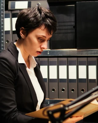 An investigator uses Investigative Transcription Services to prepare confidential transcripts for a legal case file.