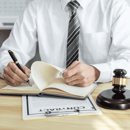 Lawyer verifing the legal documents, representing reliable legal transcription services for Michigan law firms.