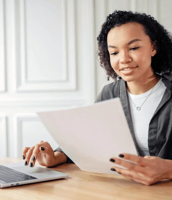 A paralegal formats a deposition transcript with speaker labels, relying on Korean Transcription Services for legal accuracy.
