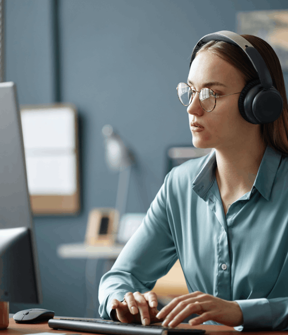 Customer using Lubbock transcription services to convert digital recordings into clean and readable text.