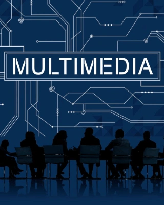 Multimedia team with various devices, representing expert Multimedia translation services for effective global communication.