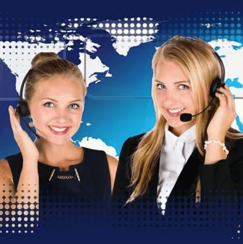 Three female call center staff ready to take transcription inquiry calls in Rochester. Three female call center staff ready to take transcription inquiry calls in Rochester.