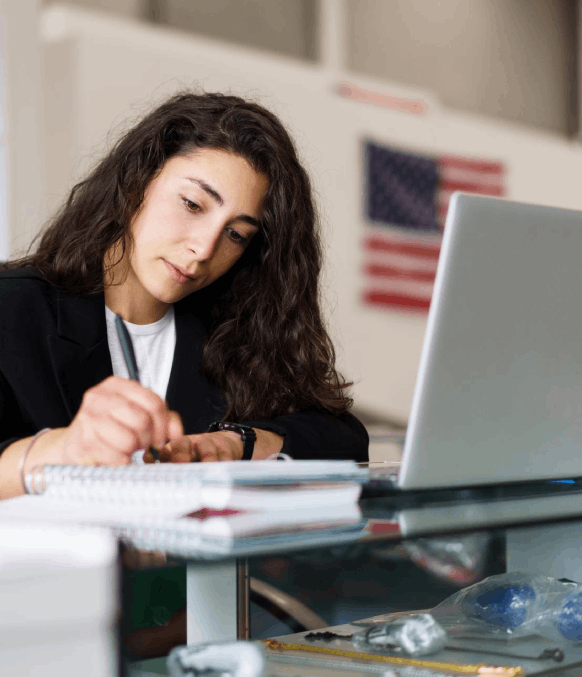 A courier pickup label is printed while Instant Translation Services coordinate responsive support and quick delivery.