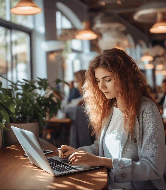 A woman using a laptop in a outdoor, symbolizing fast and reliable translation services for urgent document delivery. A woman using a laptop in a outdoor, symbolizing fast and reliable translation services for urgent document delivery.