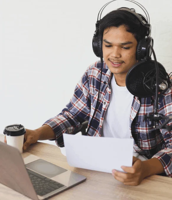 A transcriber cleans noisy Irish audio as Irish Transcription Services produce varied-audience transcripts for mixed skill.