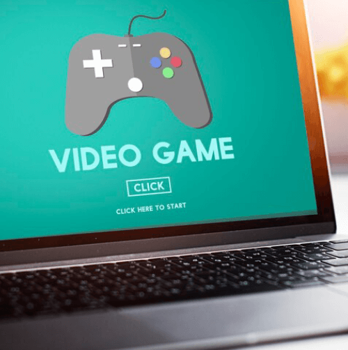 Video game on laptop, symbolizing game translation services tailored for gaming content to enhancing experiences globally. Video game on laptop, symbolizing game translation services tailored for gaming content to enhancing experiences globally.