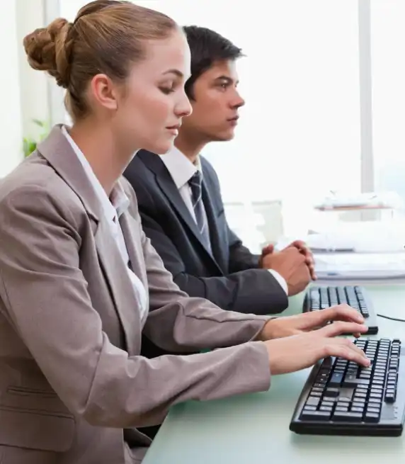 An office manager uses Fast Typing Services to turn meeting notes into a structured business report with headings.