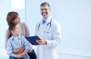  A Happy Doctor Holding a Clipboard with Patients