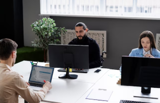 A team of professionals transcribing audio and video files in Seattle.