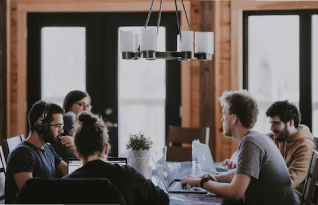  A group of colleagues working together in the boardroom