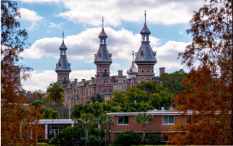 Tampa University in the background of Henry B Plant Museum