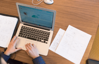  Transcripted documents on a table