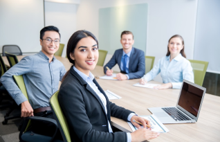 A professional team transcribing at office