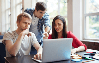 Transcription team working on a project