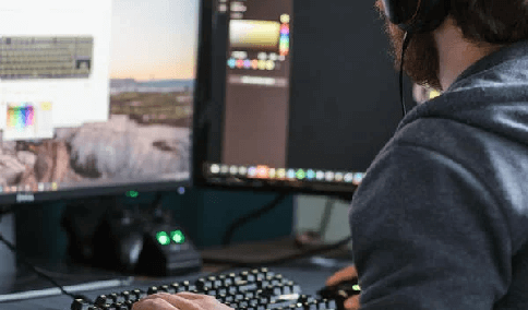 A transcriber working on video content