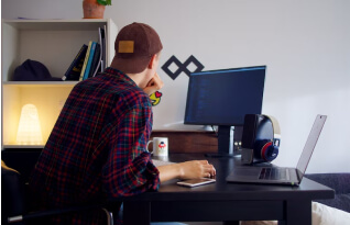  A certified transcriber working on a video transcription
